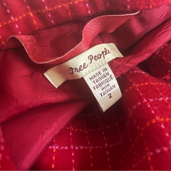 Free People Red Plaid Blazer - Picture 7 of 7